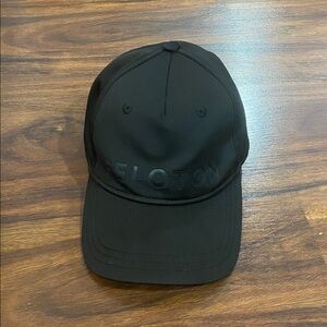 Peloton Black Athletic Performance Hat Black and Red Cap
